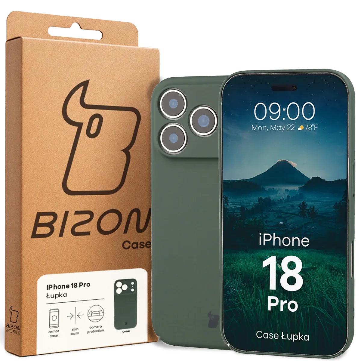 Handyhülle für iPhone 18 Pro, Bizon Case Lupka, Grün (6/6)