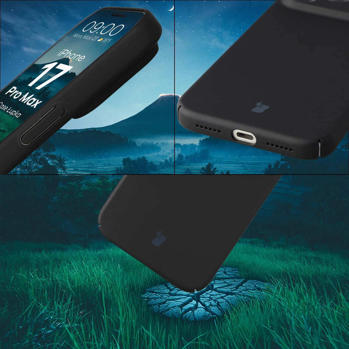 Handyhülle für iPhone 17 Pro Max, Bizon Case Lupka, Schwarz