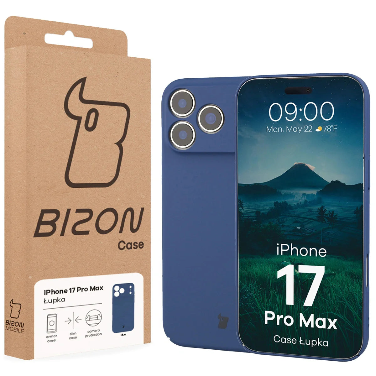 Handyhülle für iPhone 17 Pro Max, Bizon Case Lupka, Blau