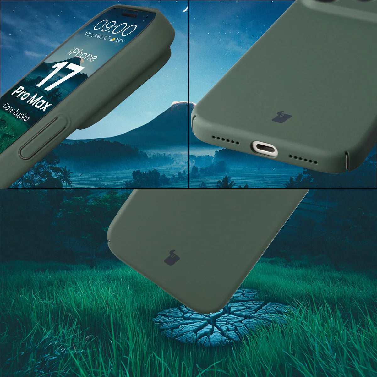 Handyhülle für iPhone 17 Pro Max, Bizon Case Lupka, Grün
