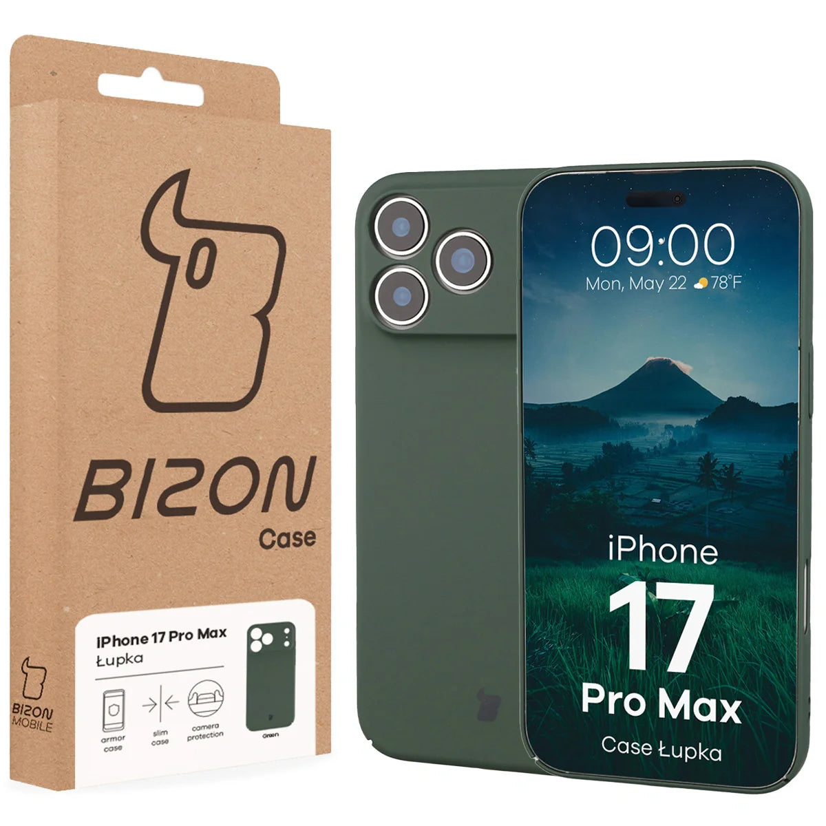 Handyhülle für iPhone 17 Pro Max, Bizon Case Lupka, Grün