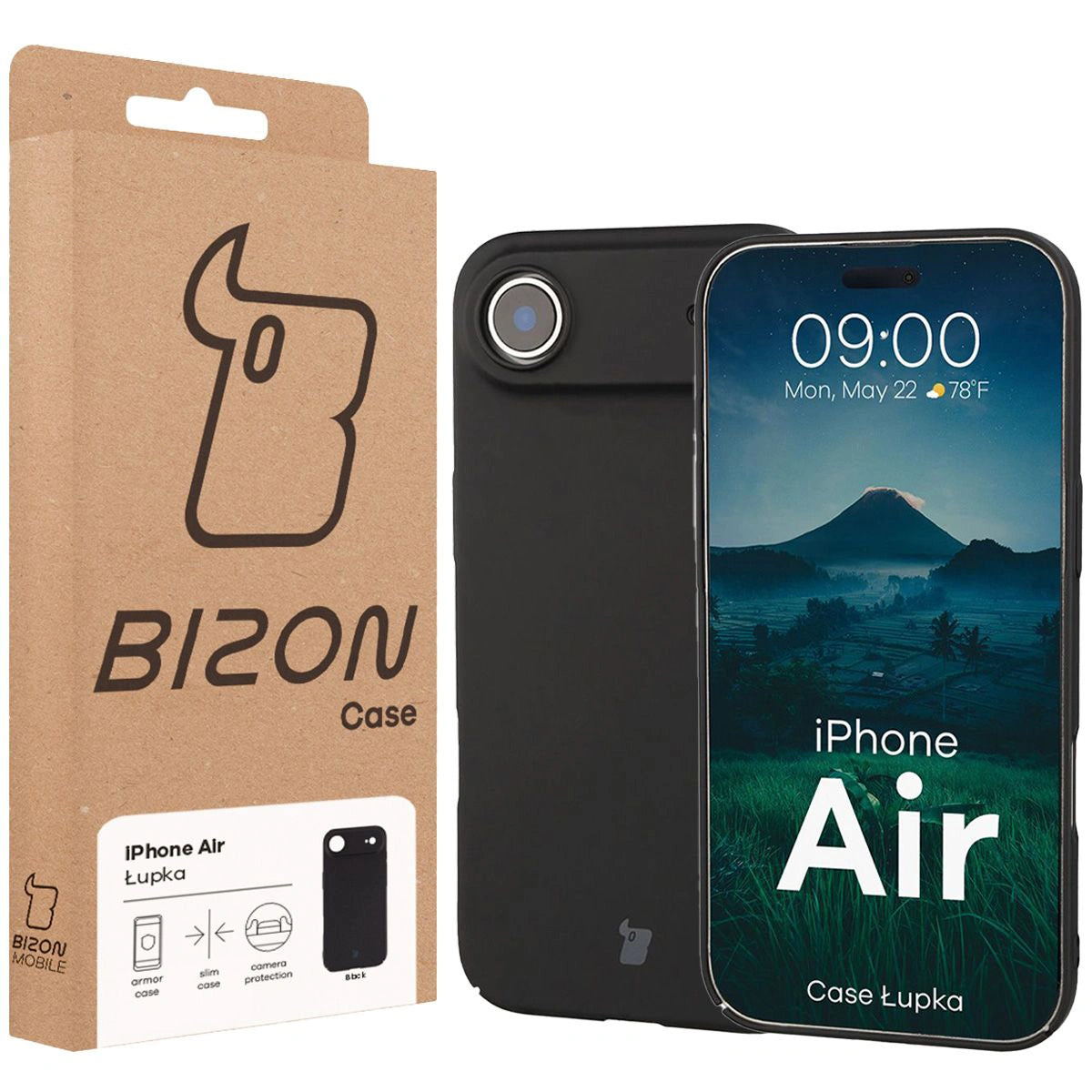 Handyhülle für iPhone Air, Bizon Case Lupka, Schwarz