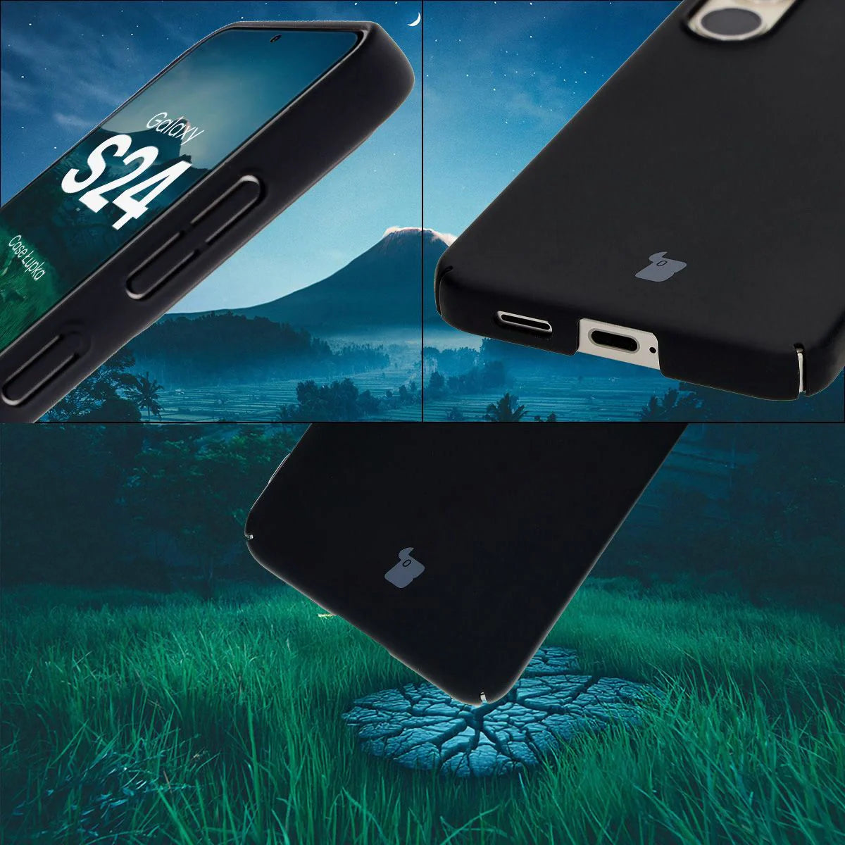 Handyhülle für Galaxy S24, Bizon Case Lupka, Schwarz