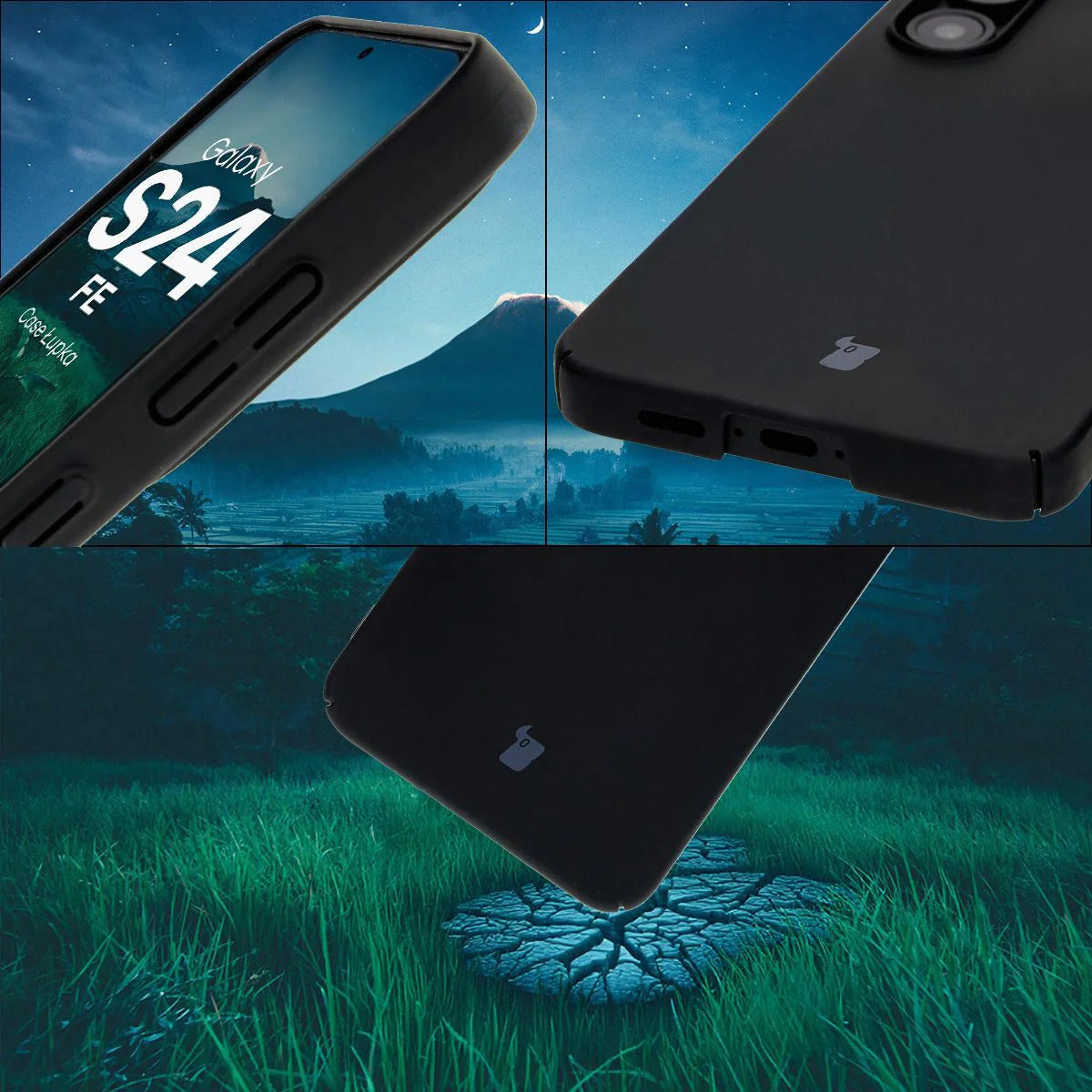Handyhülle für Galaxy S24 FE, Bizon Case Lupka, Schwarz