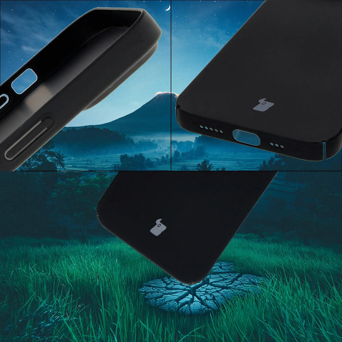 Handyhülle für iPhone 14, Bizon Case Lupka, Schwarz