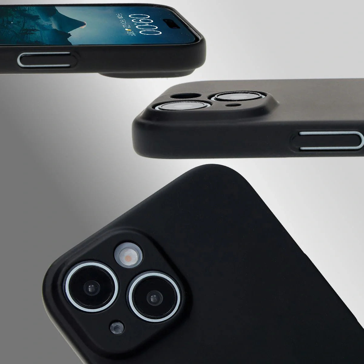 Handyhülle für iPhone 15, Bizon Case Lupka, Schwarz