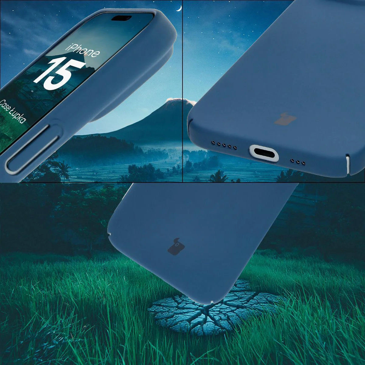 Handyhülle für iPhone 15, Bizon Case Lupka, Blau
