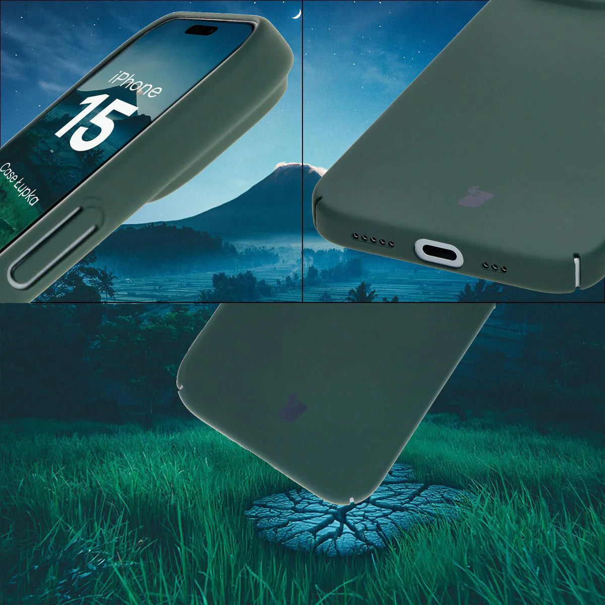 Handyhülle für iPhone 15, Bizon Case Lupka, Grün