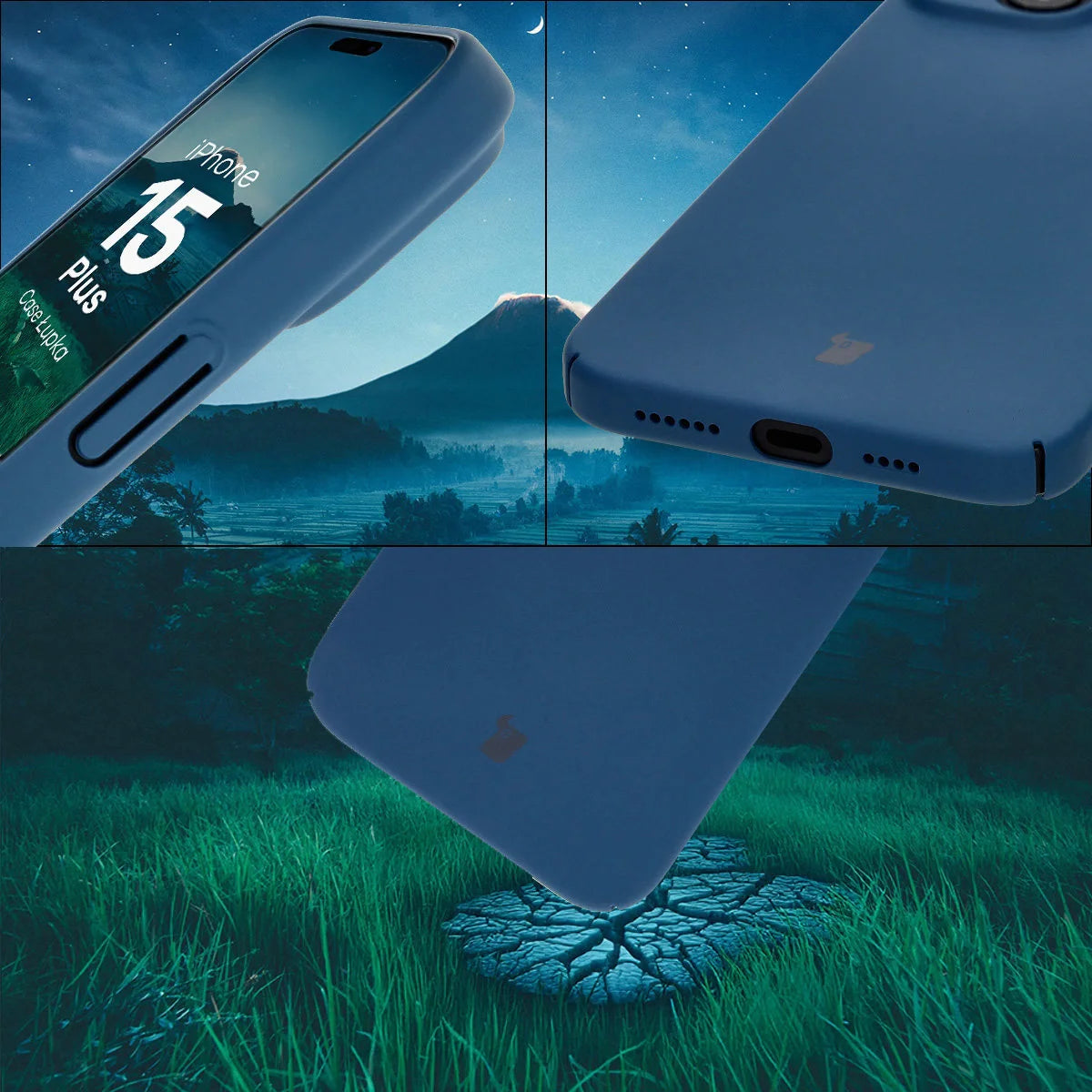 Handyhülle für iPhone 15 Plus, Bizon Case Lupka, Blau