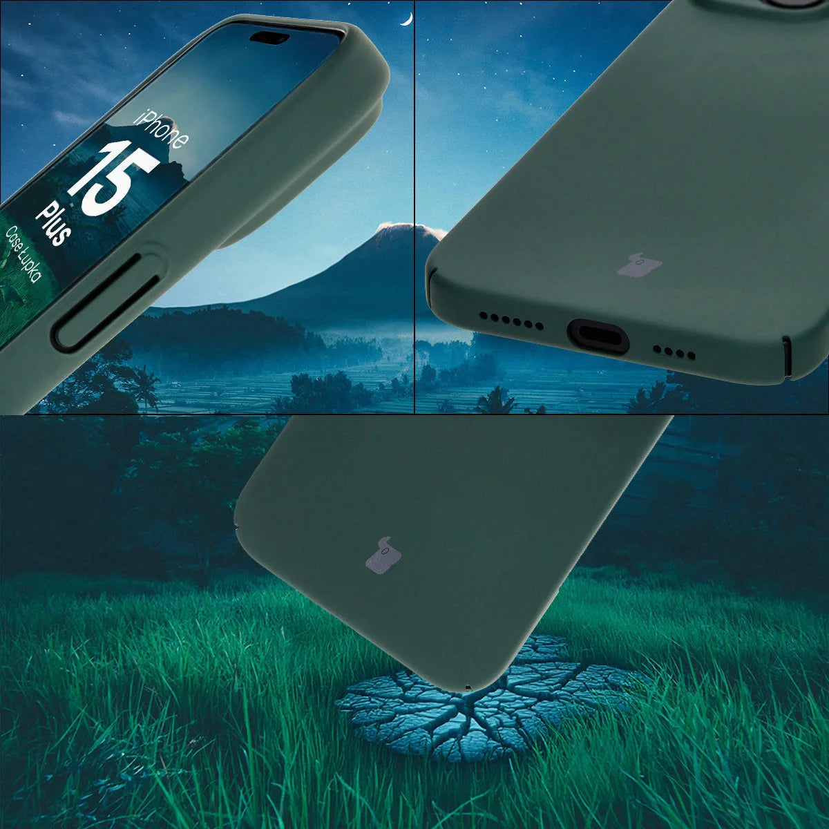 Handyhülle für iPhone 15 Plus, Bizon Case Lupka, Grün