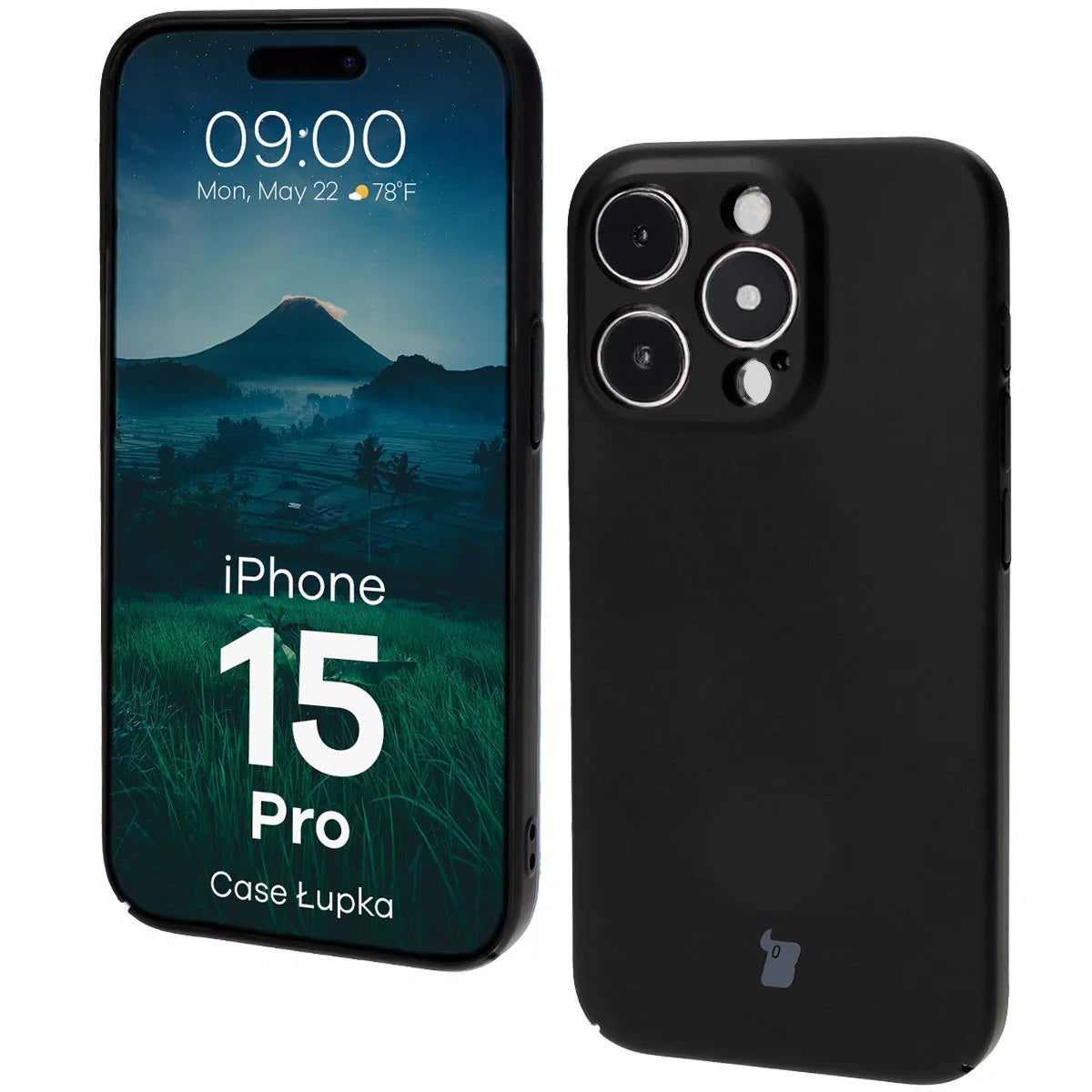 Handyhülle für iPhone 15 Pro, Bizon Case Lupka, Schwarz