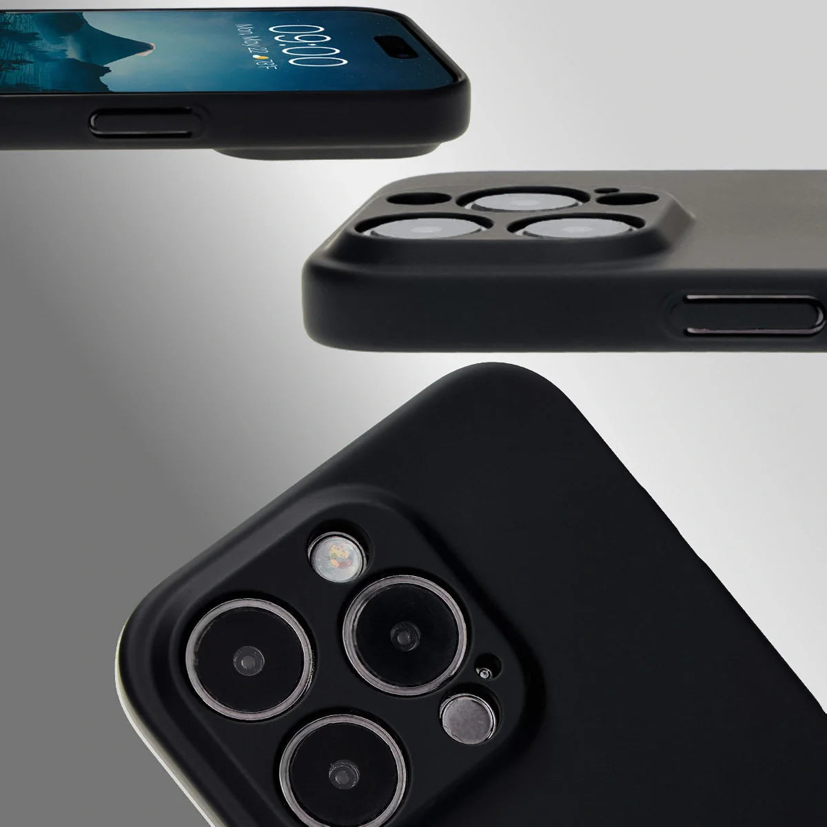 Handyhülle für iPhone 15 Pro, Bizon Case Lupka, Schwarz