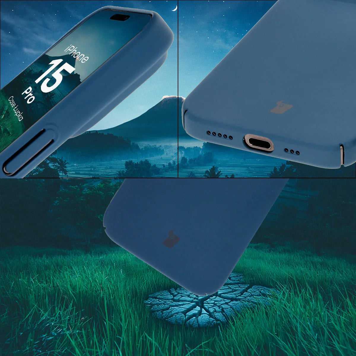Handyhülle für iPhone 15 Pro, Bizon Case Lupka, Blau