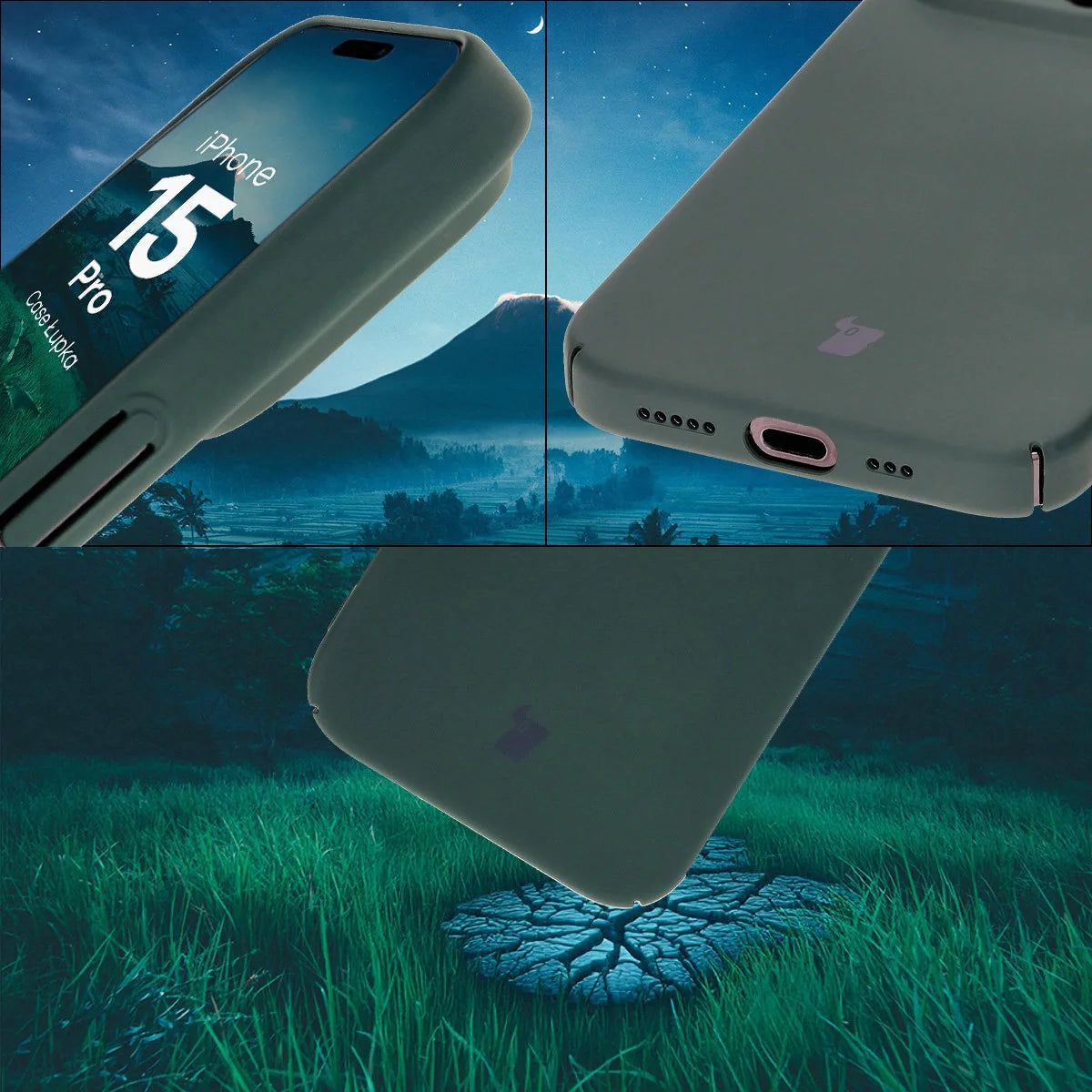 Handyhülle für iPhone 15 Pro, Bizon Case Lupka, Grün
