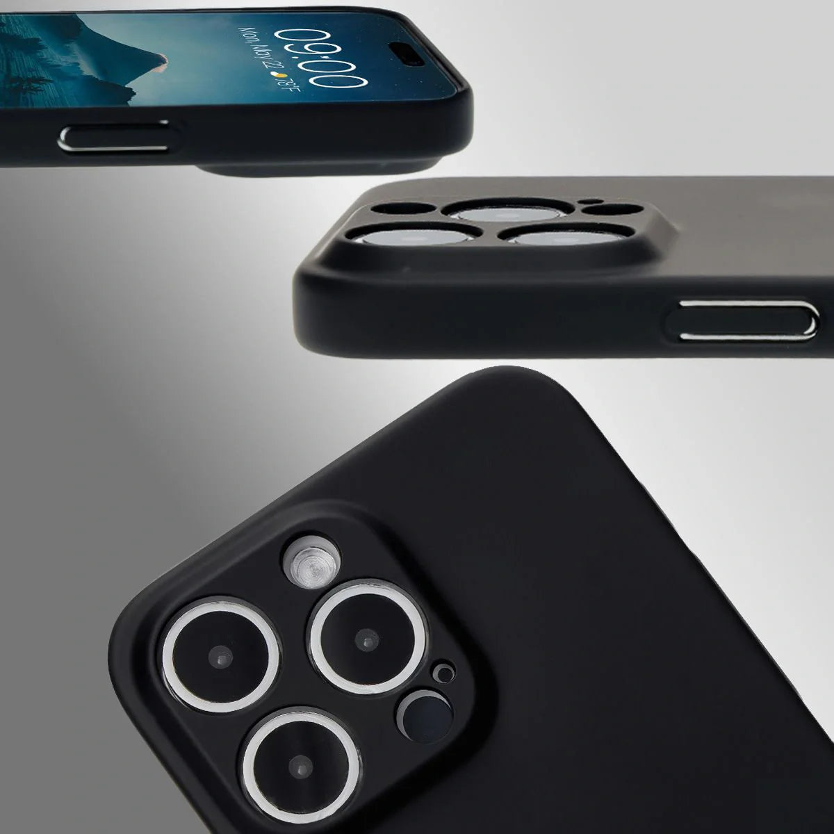 Handyhülle für iPhone 15 Pro Max, Bizon Case Lupka, Schwarz