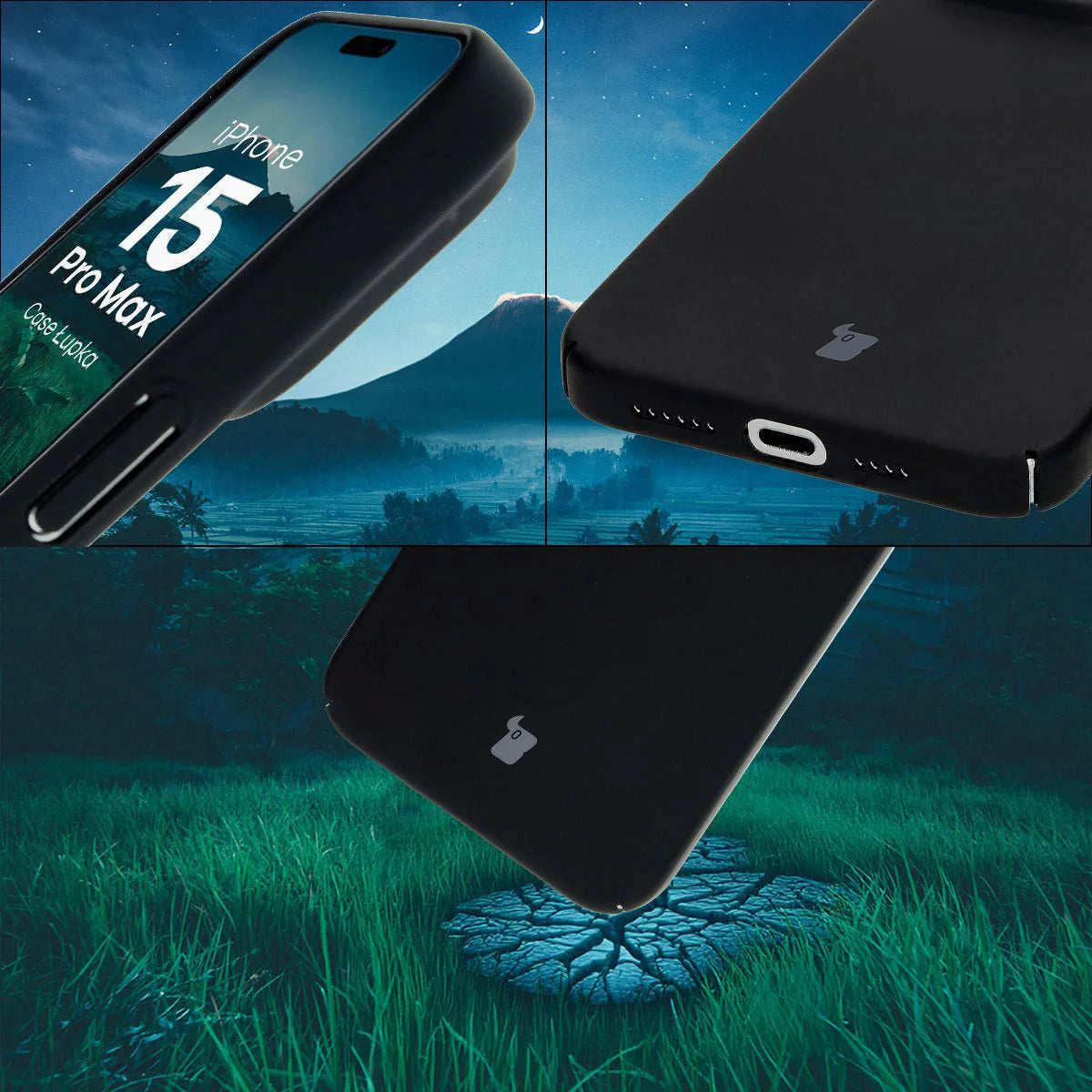 Handyhülle für iPhone 15 Pro Max, Bizon Case Lupka, Schwarz