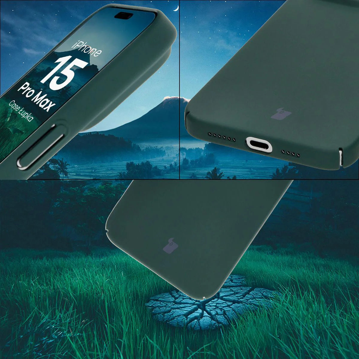 Handyhülle für iPhone 15 Pro Max, Bizon Case Lupka, Grün