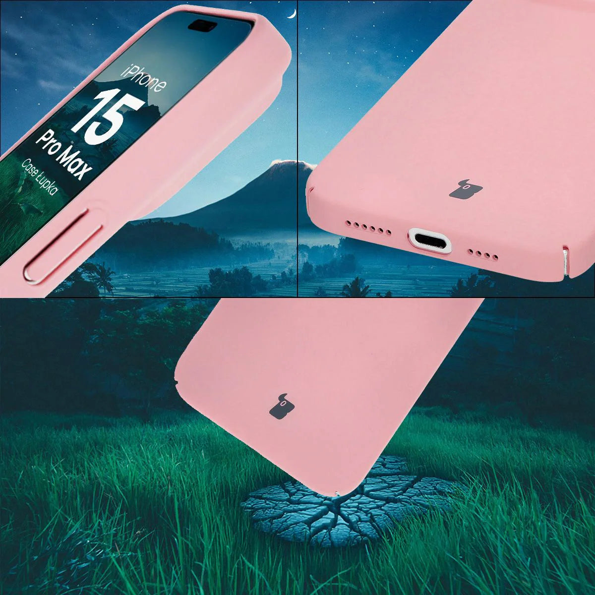 Handyhülle für iPhone 15 Pro Max, Bizon Case Lupka, Rosa
