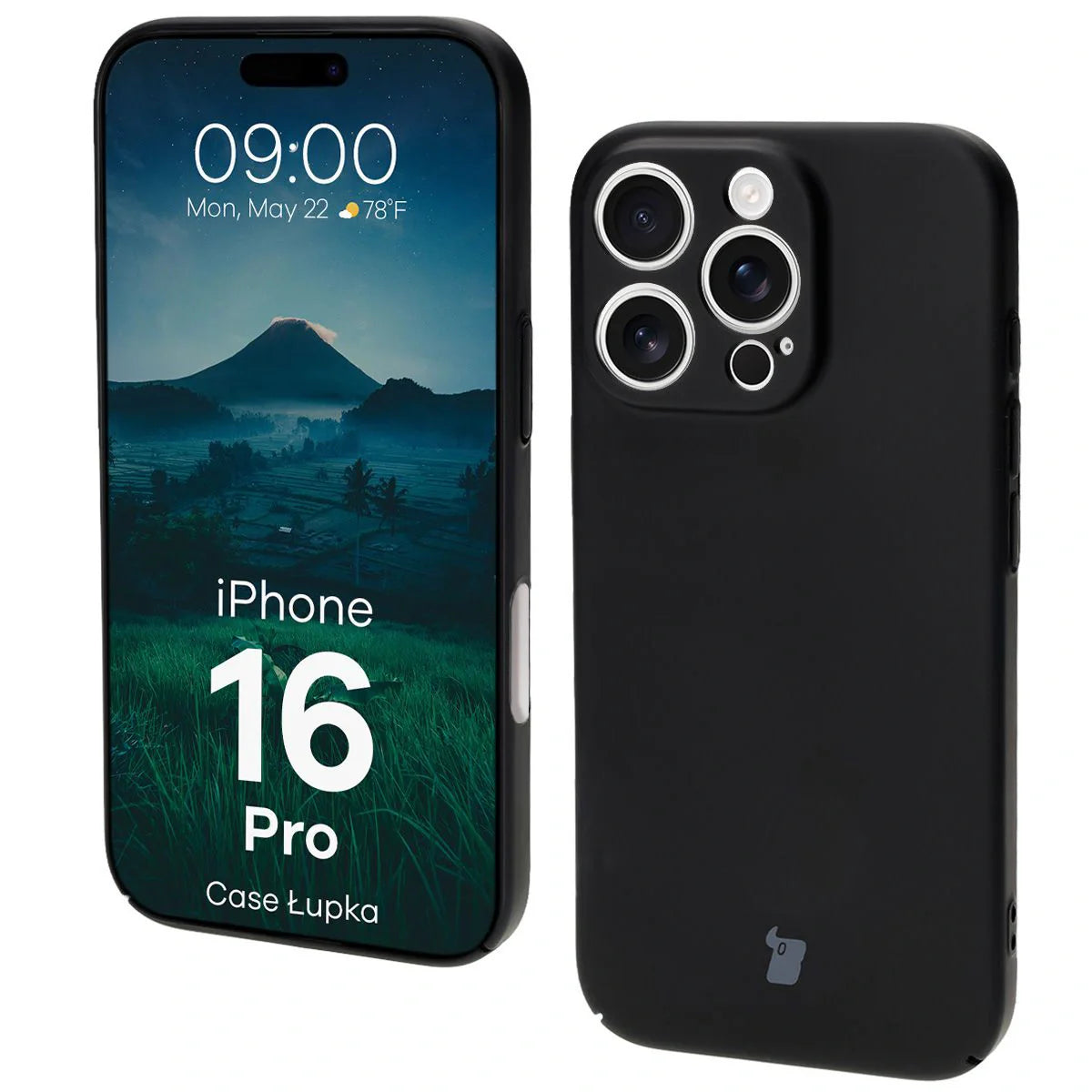 Handyhülle für iPhone 16 Pro, Bizon Case Lupka, Schwarz