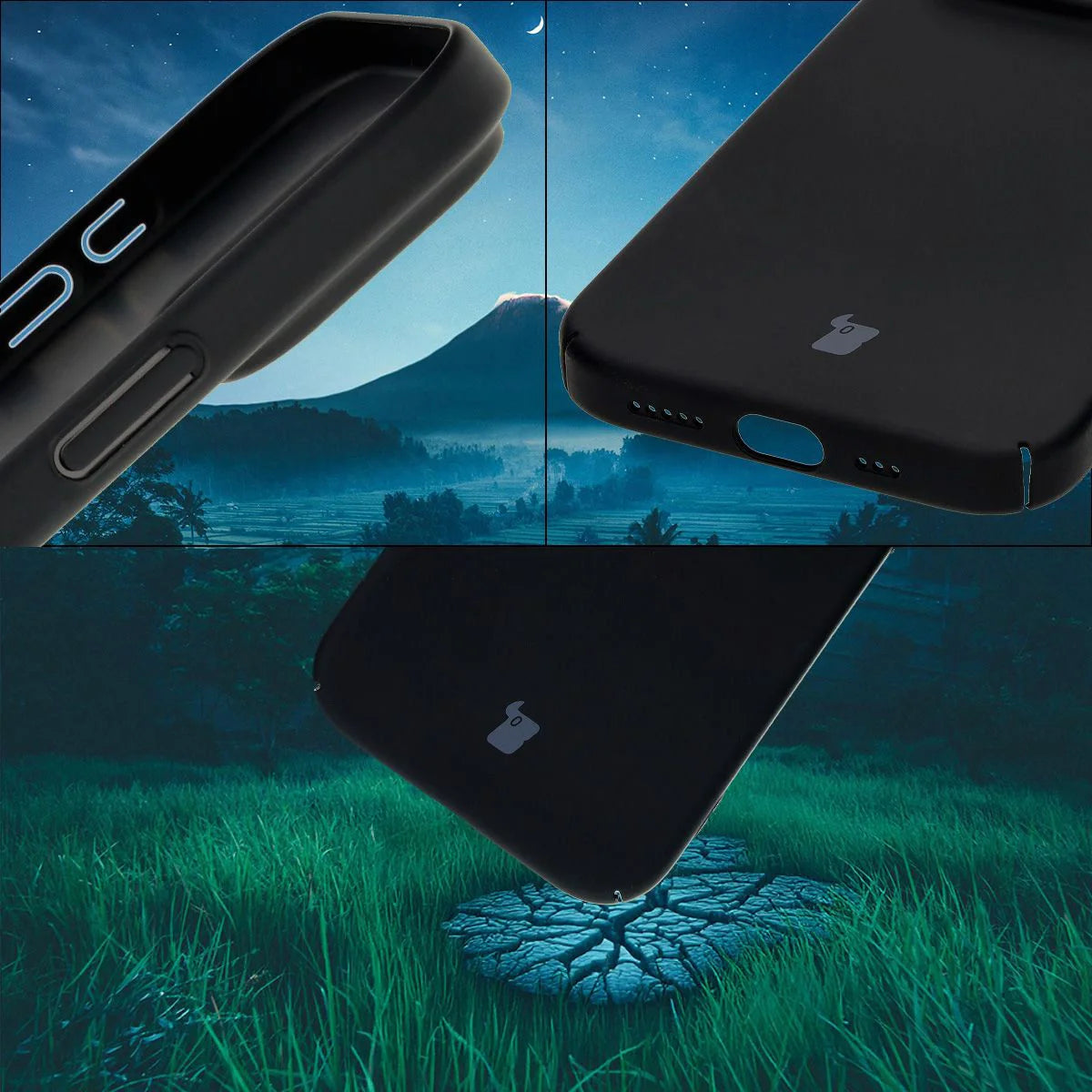Handyhülle für iPhone 16 Pro, Bizon Case Lupka, Schwarz