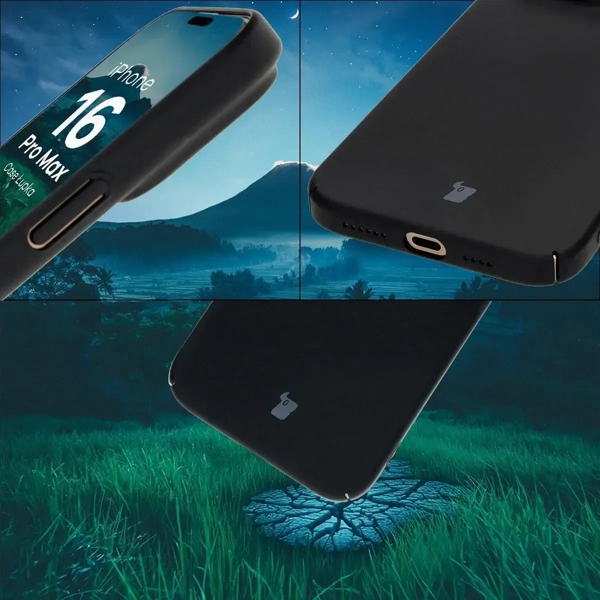 Handyhülle für iPhone 16 Pro Max, Bizon Case Lupka, Schwarz