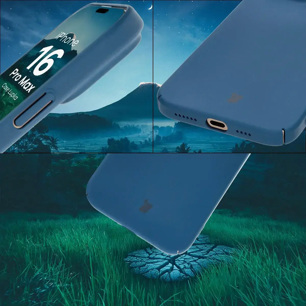 Handyhülle für iPhone 16 Pro Max, Bizon Case Lupka, Blau