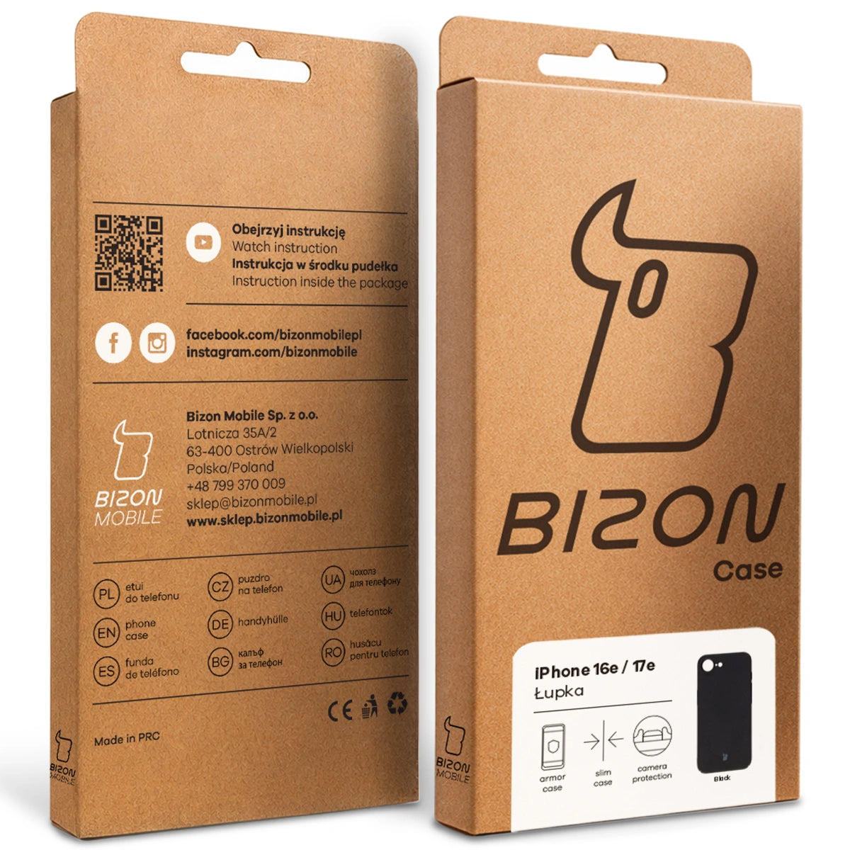 Handyhülle für iPhone 17e / 16e, Bizon Case Lupka, Schwarz