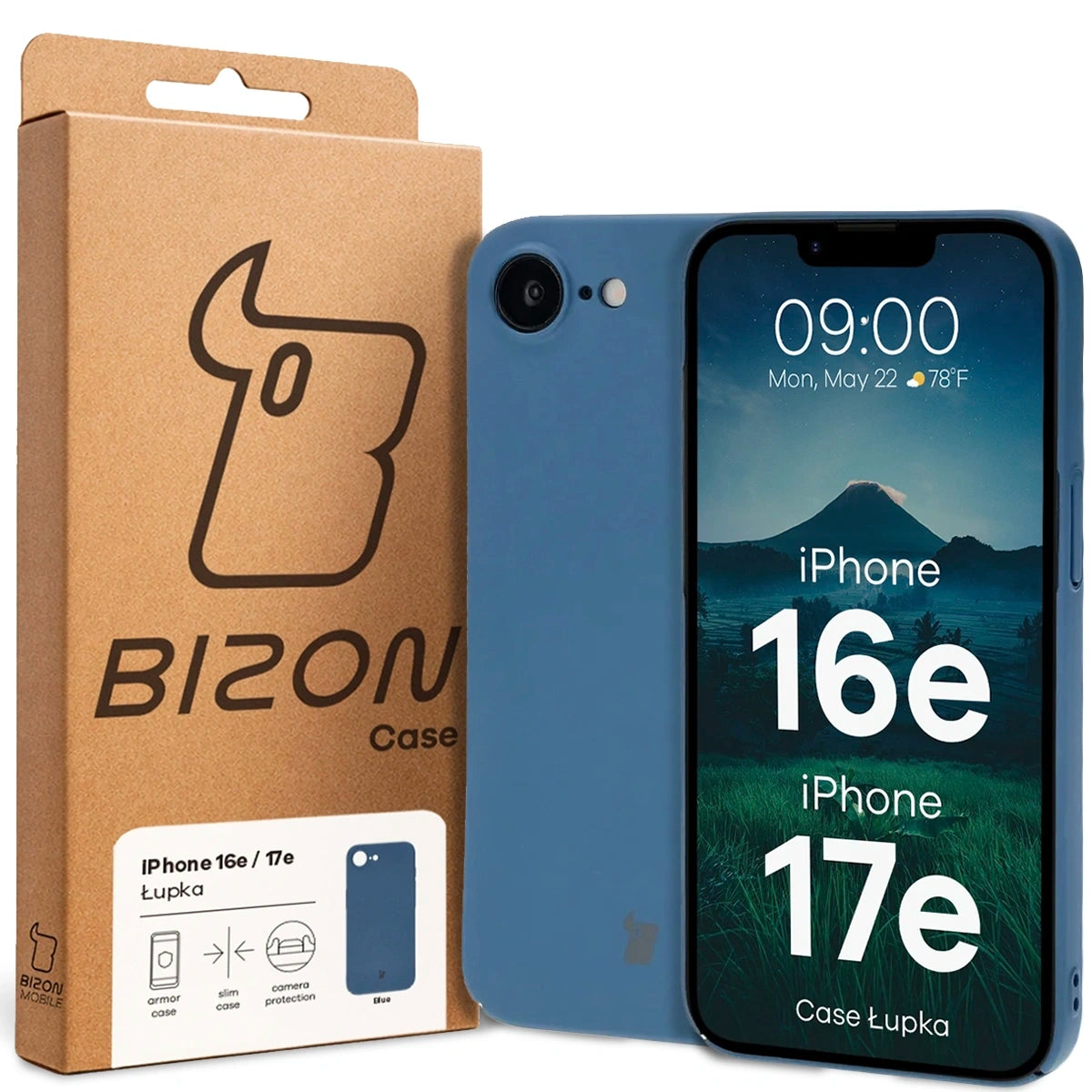 Handyhülle für iPhone 17e / 16e, Bizon Case Lupka, Blau