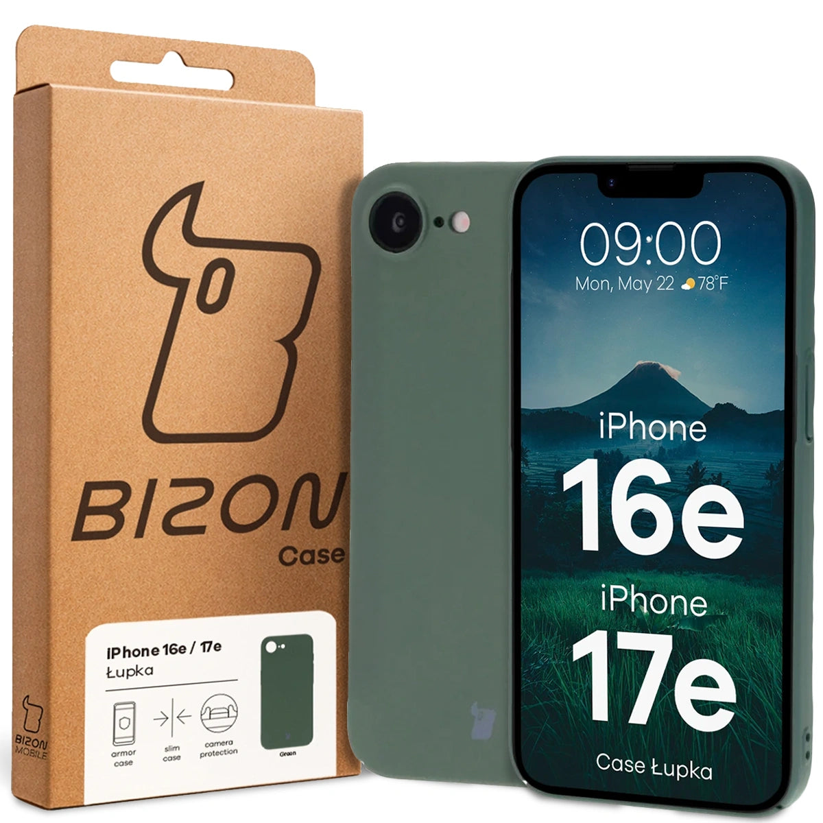 Handyhülle für iPhone 17e / 16e, Bizon Case Lupka, Grün