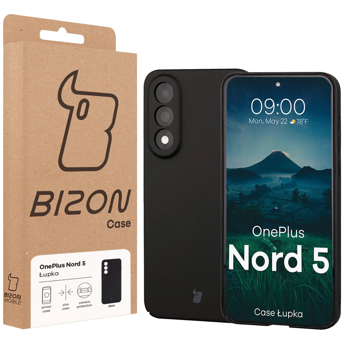 Handyhülle für OnePlus Nord 5, Bizon Case Lupka, Schwarz