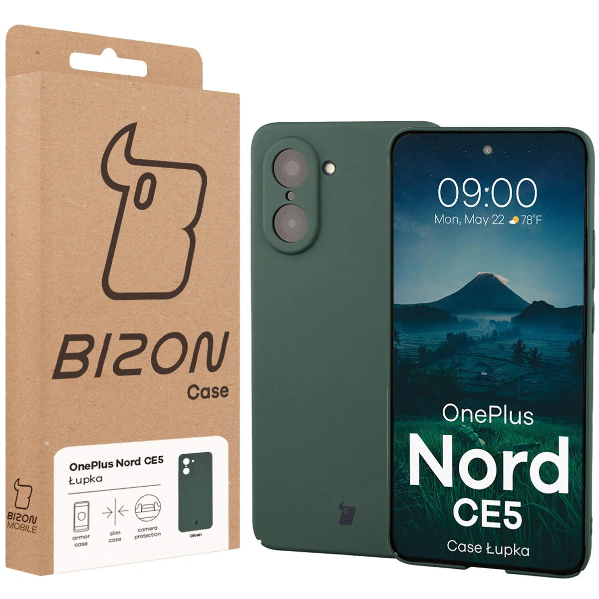 Handyhülle für OnePlus Nord CE5 5G, Bizon Case Lupka, Grün