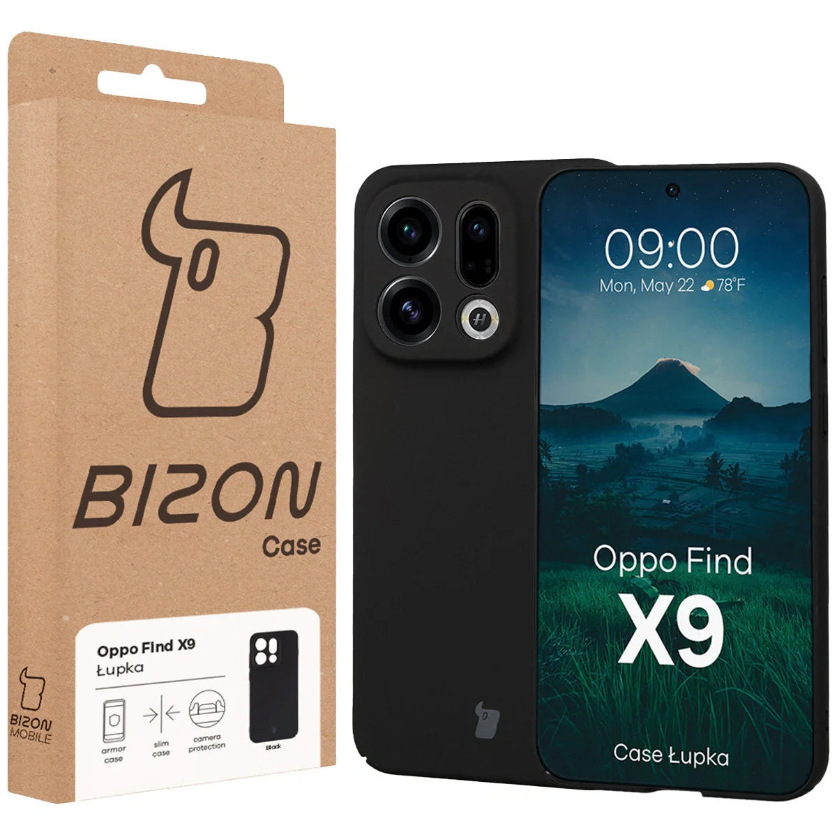Handyhülle für Oppo Find X9, Bizon Case Lupka, Schwarz