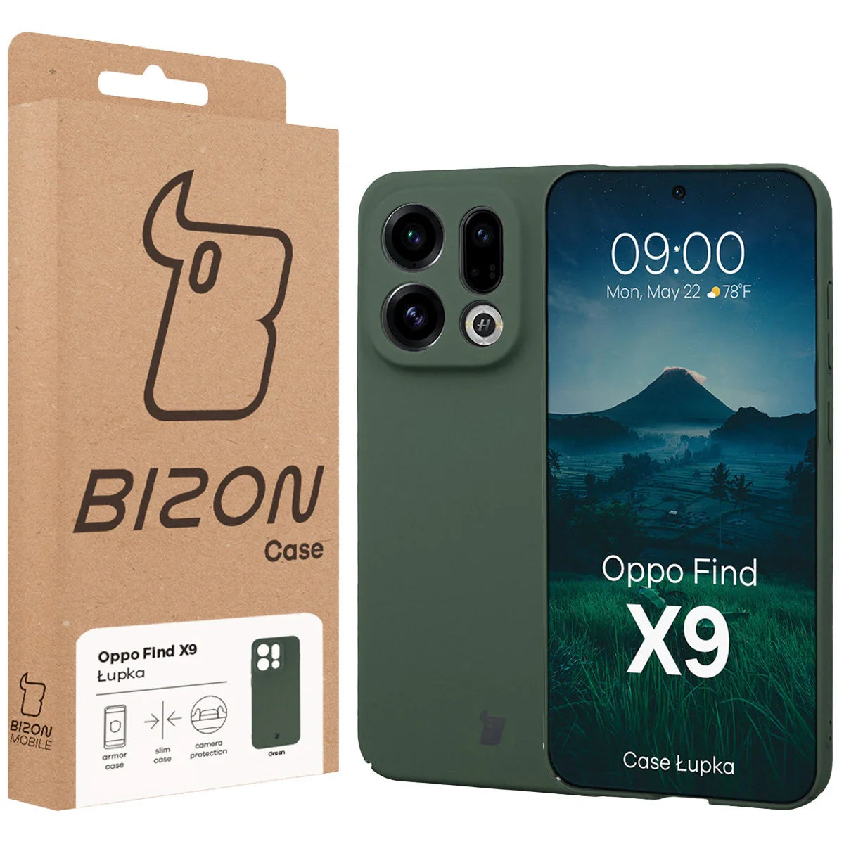 Handyhülle für Oppo Find X9, Bizon Case Lupka, Grün
