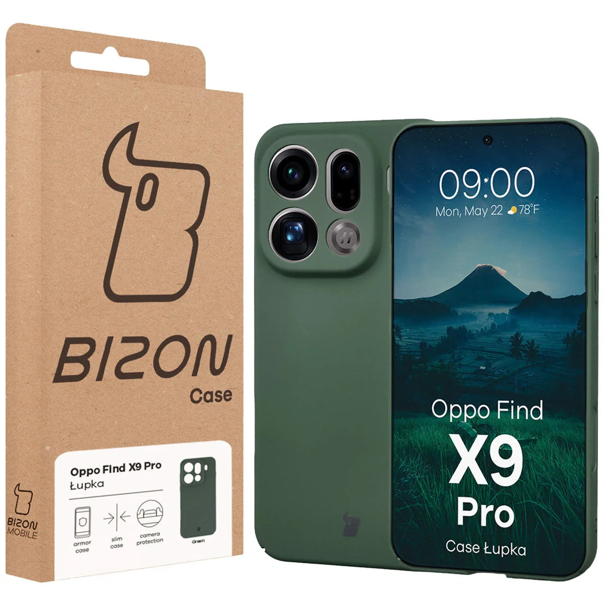 Handyhülle für Oppo Find X9 Pro, Bizon Case Lupka, Grün