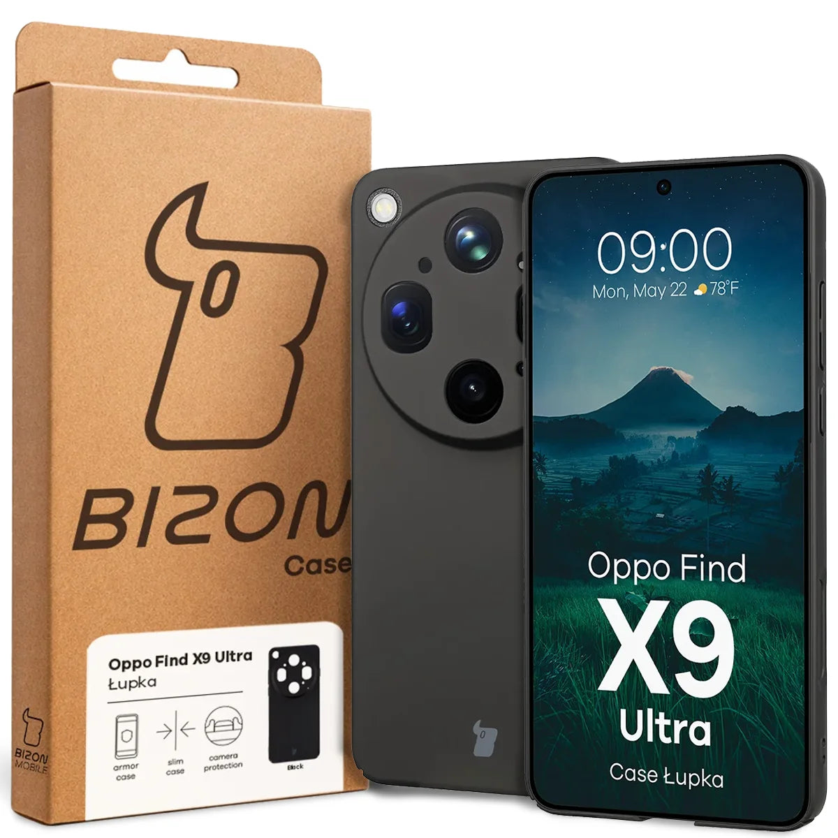 Handyhülle für Oppo Find X9 Ultra, Bizon Case Lupka, Schwarz