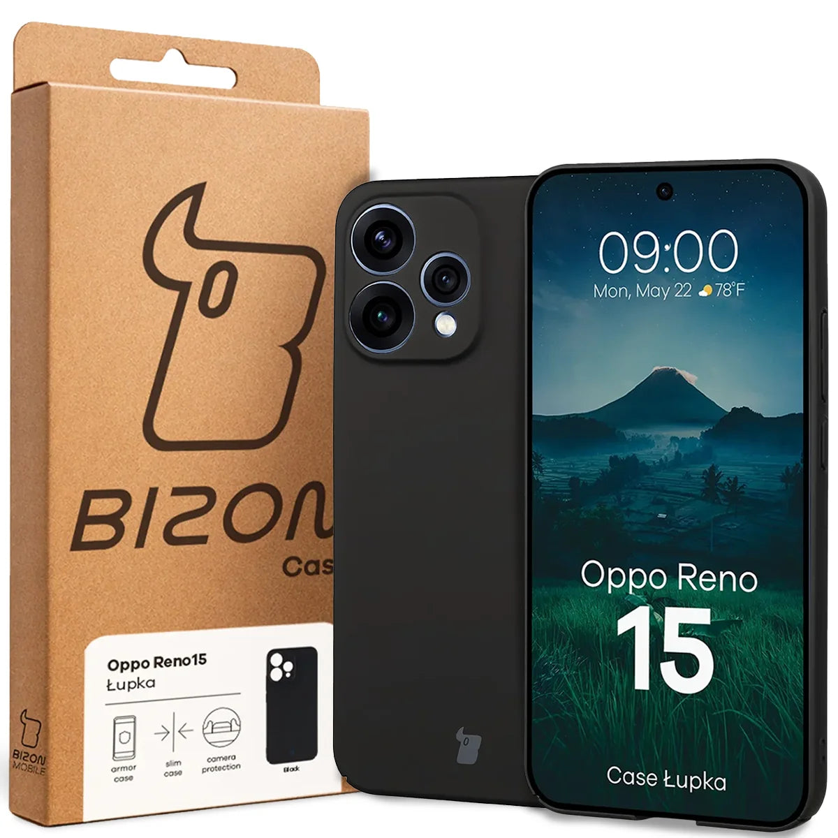 Handyhülle für Oppo Reno 15, Bizon Case Lupka, Schwarz