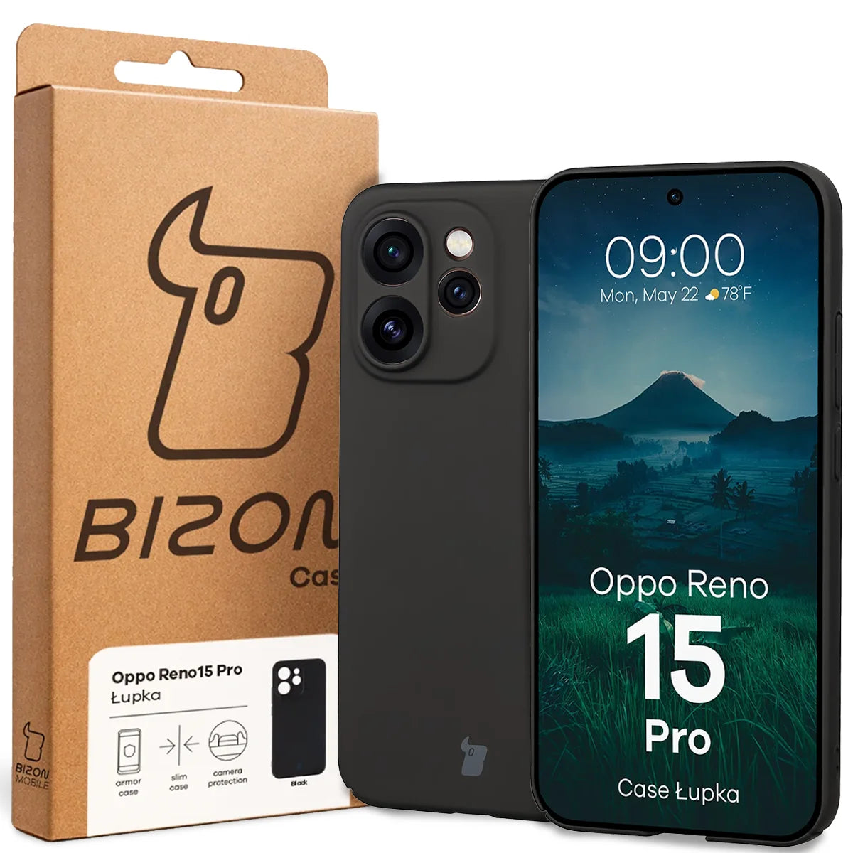 Handyhülle für Oppo Reno 15 Pro, Bizon Case Lupka, Schwarz