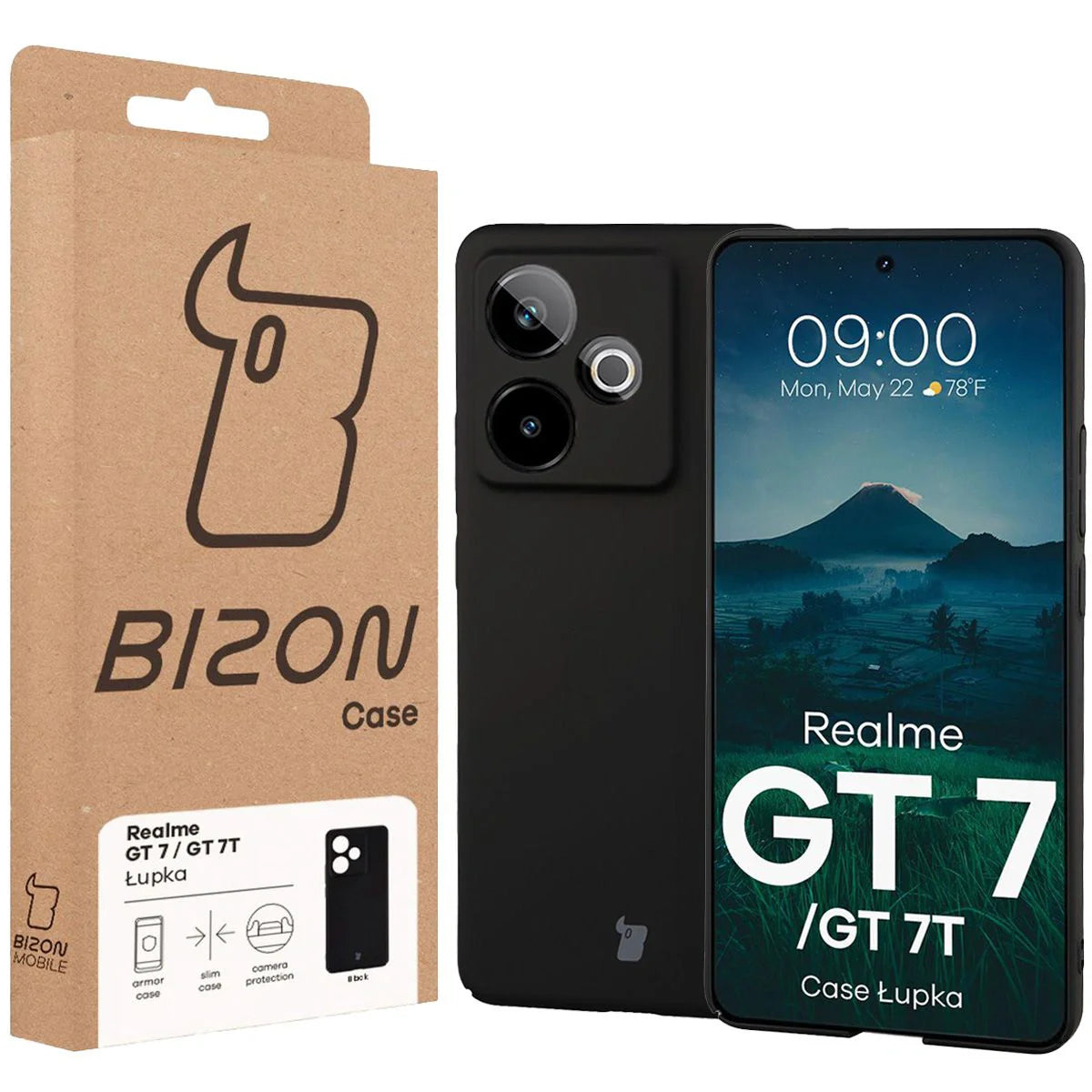 Handyhülle für Realme GT 7 / 7T, Bizon Case Lupka, Schwarz