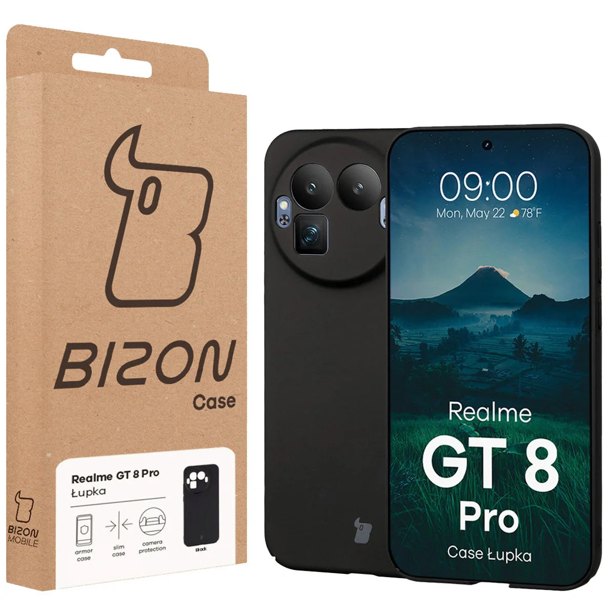 Handyhülle für Realme GT 8 Pro, Bizon Case Lupka, Schwarz