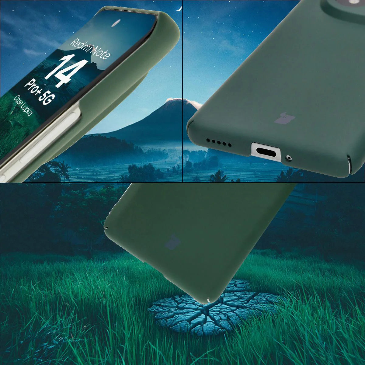 Handyhülle für Xiaomi Redmi Note 14 Pro Plus 5G, Bizon Case Lupka, Grün