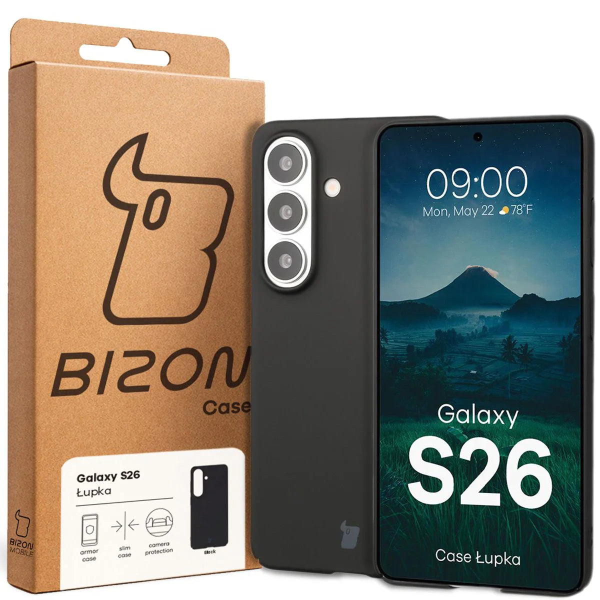 Handyhülle für Galaxy S26, Bizon Case Lupka, Schwarz