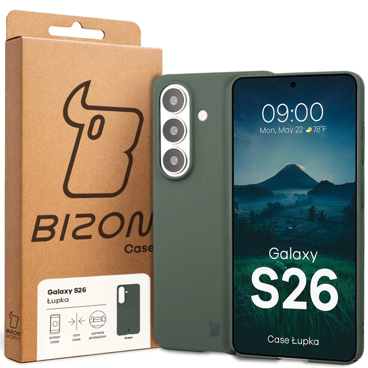 Handyhülle für Galaxy S26, Bizon Case Lupka, Grün