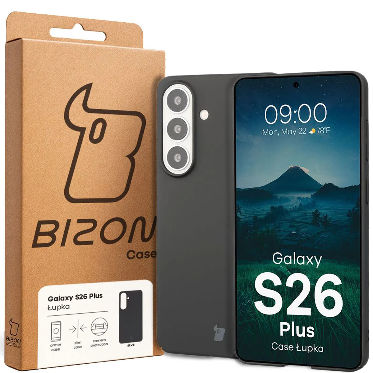 Handyhülle für Galaxy S26 Plus, Bizon Case Lupka, Schwarz