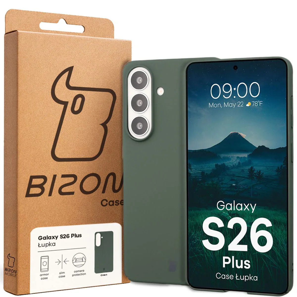 Handyhülle für Galaxy S26 Plus, Bizon Case Lupka, Grün