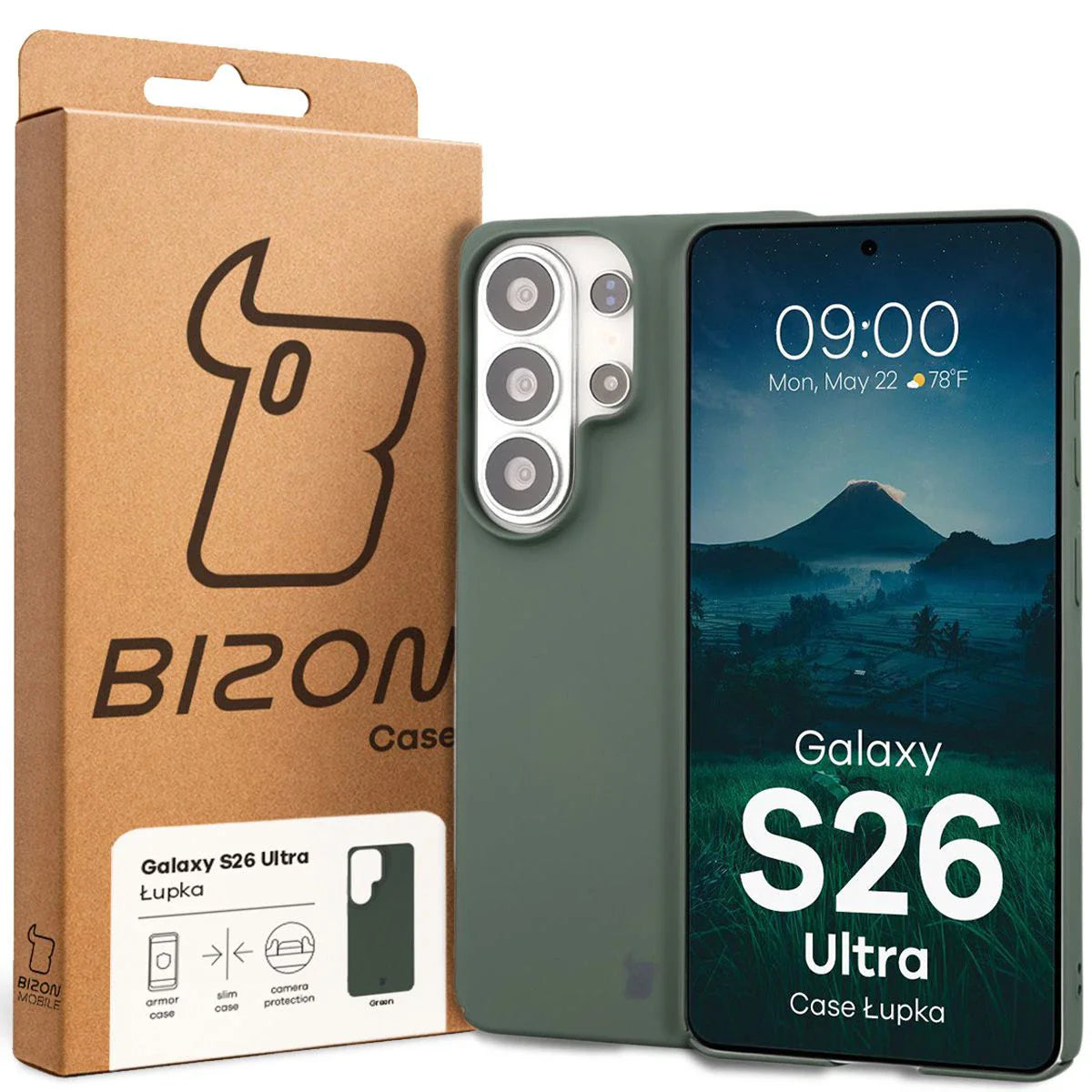Handyhülle für Galaxy S26 Ultra, Bizon Case Lupka, Grün
