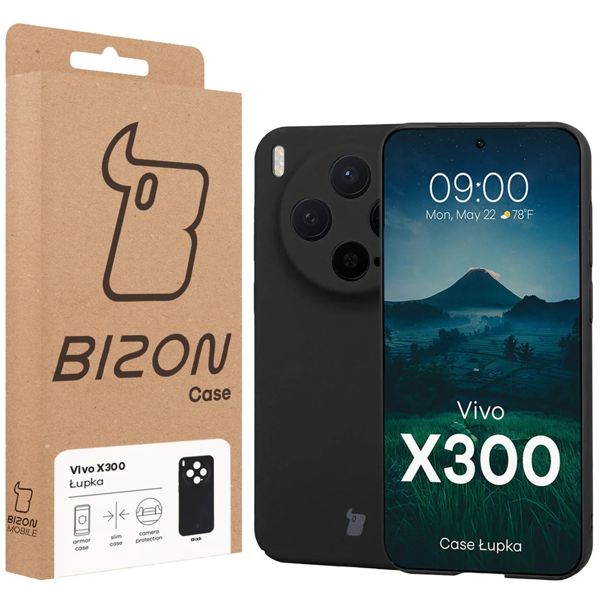Handyhülle für Vivo X300, Bizon Case Lupka, Schwarz