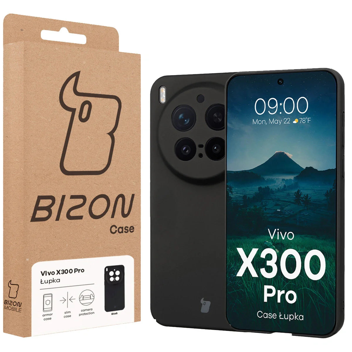 Handyhülle für Vivo X300 Pro, Bizon Case Lupka, Schwarz