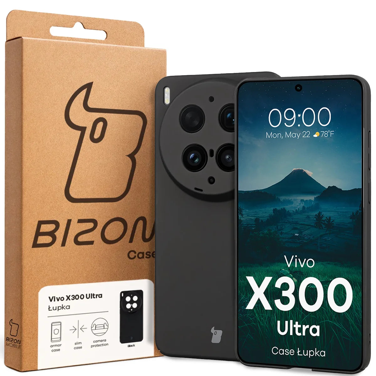 Handyhülle für Vivo X300 Ultra, Bizon Case Lupka, Schwarz