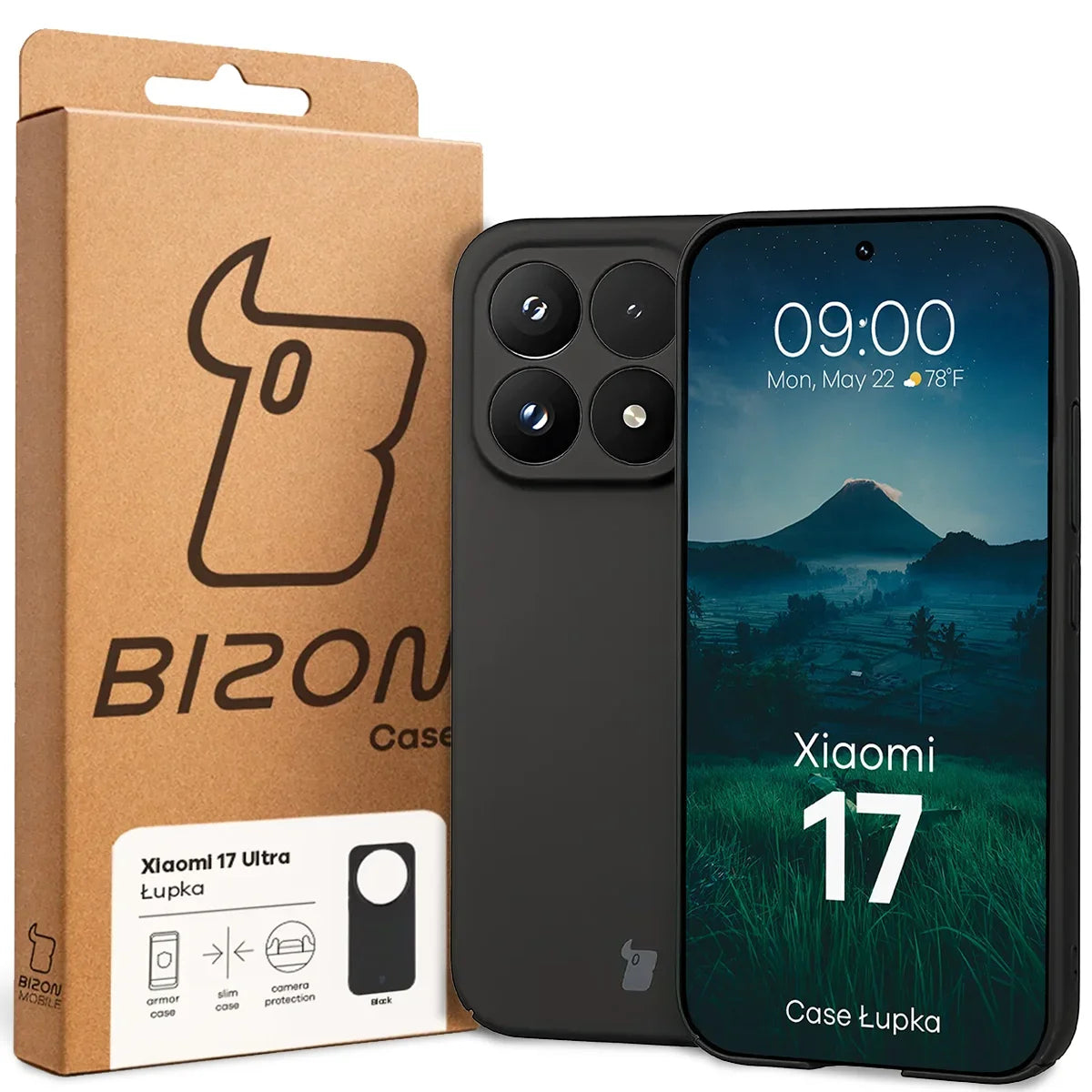 Handyhülle für Xiaomi 17, Bizon Case Lupka, Schwarz