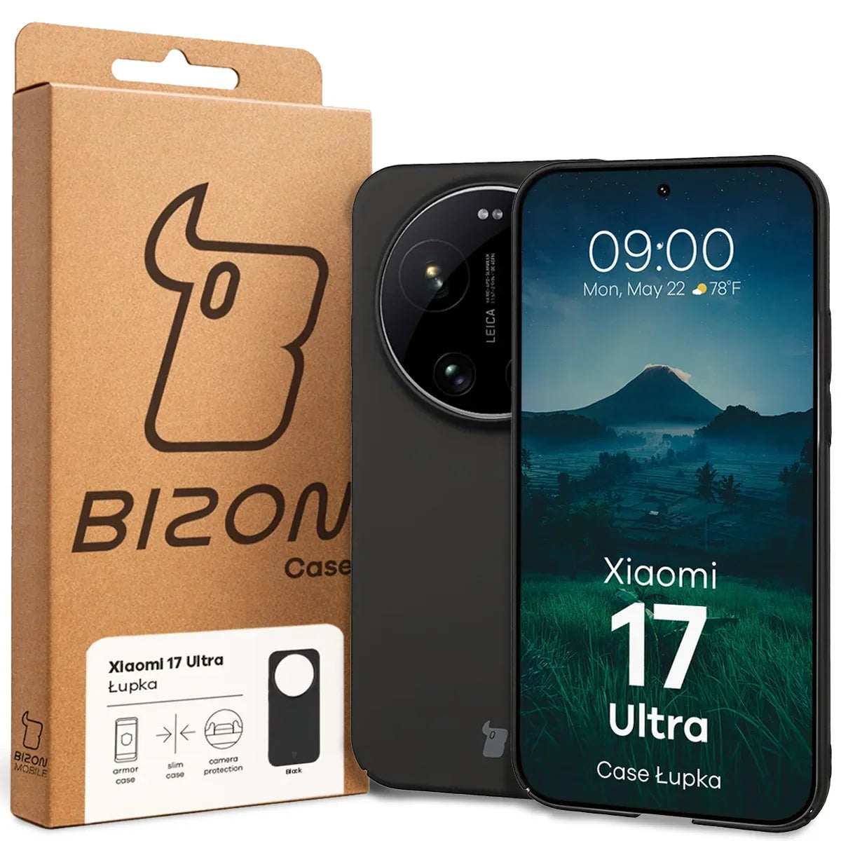 Handyhülle für Xiaomi 17 Ultra, Bizon Case Lupka, Schwarz